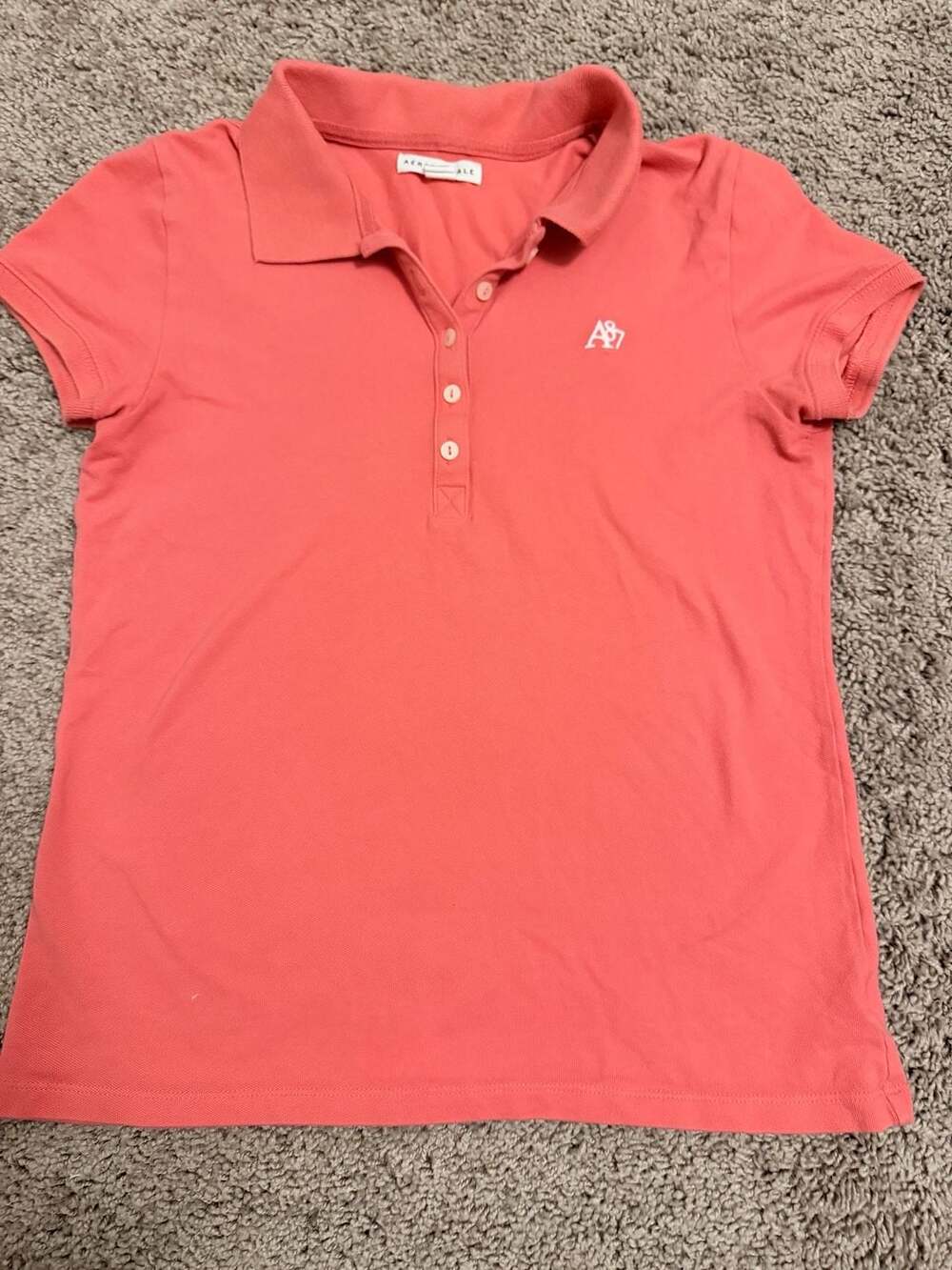 Aeropostale Women's A87 Short-Sleeve Polo Shirt Coral Size L